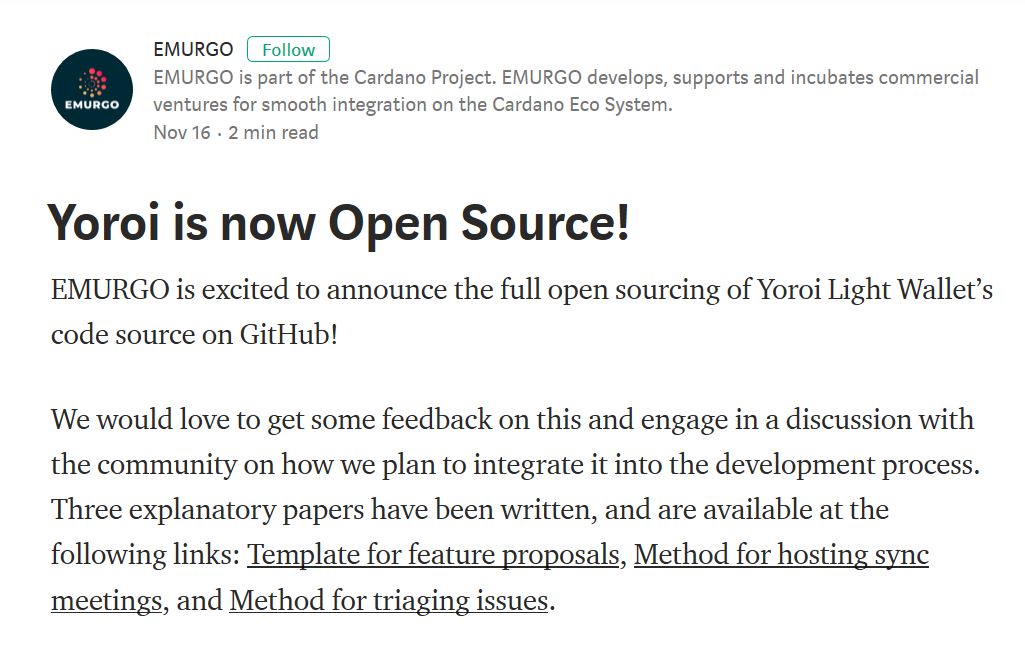 Yoroi is now Open Source