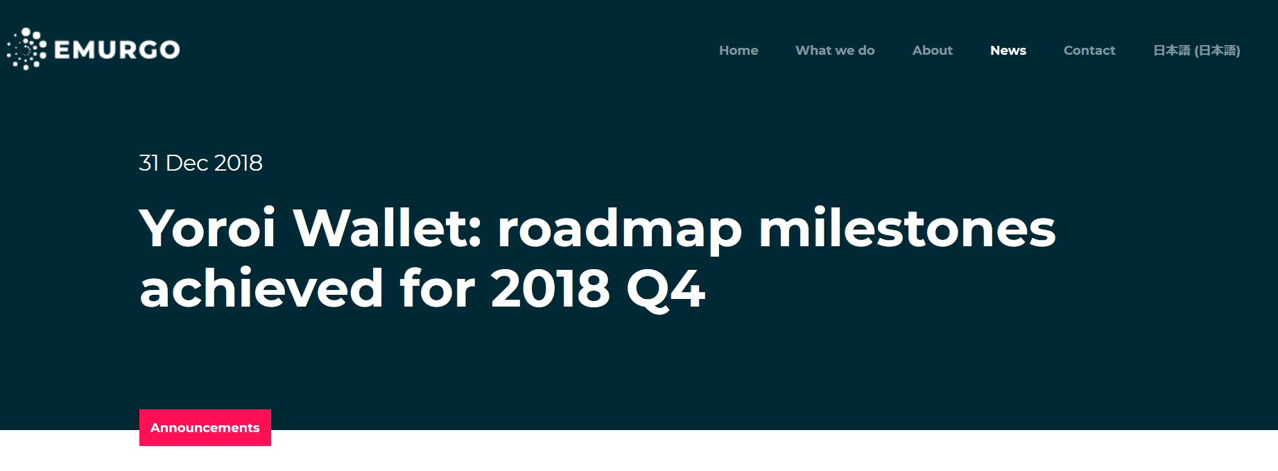 Yoroi Wallet roadmap milestones achieved for 2018 Q4