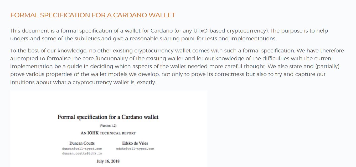 Formal specification for a Cardano wallet