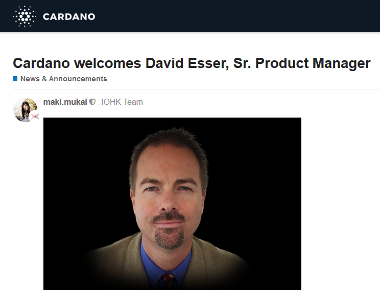 Cardano welcomes David Esser, Sr. Product Manager
